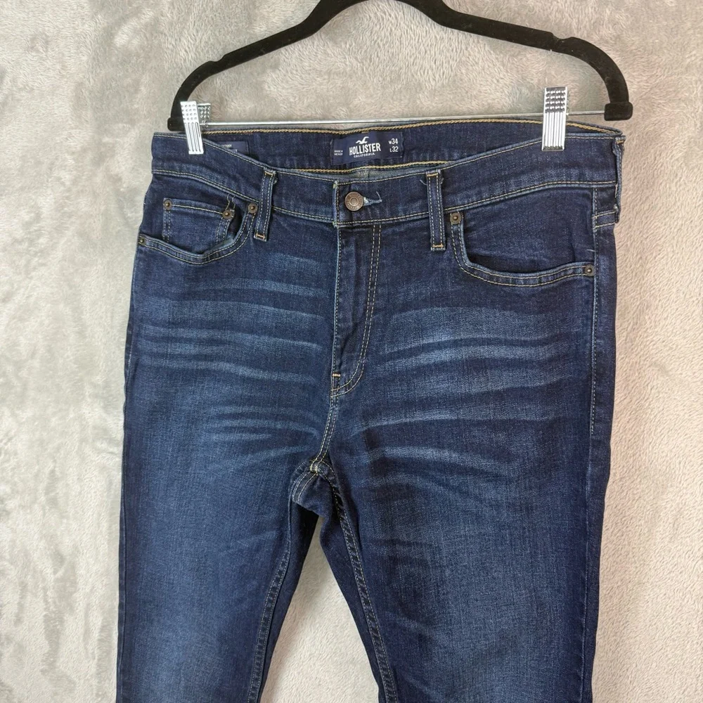 Hollister Men's Dark Blue Skinny Jeans Epic Flex 34X32